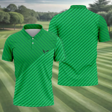 Lawn Mower Green Cross Stripe Father's Day Golf Shirt, Polo Shirts For Men, Golf Gift For Dad