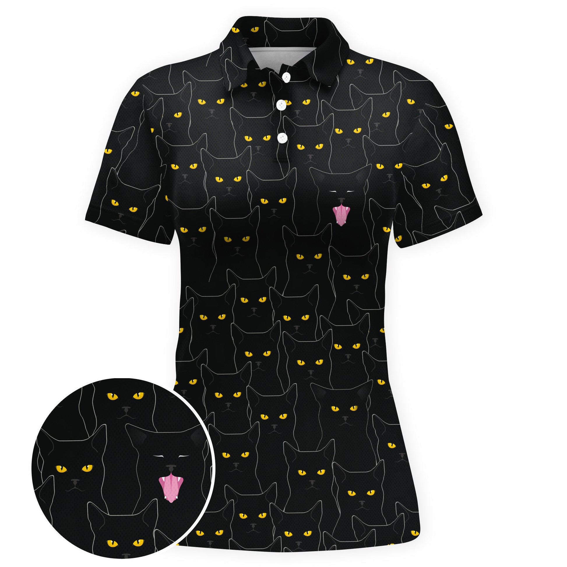 Black Cat Attitude Women Polo Shirt