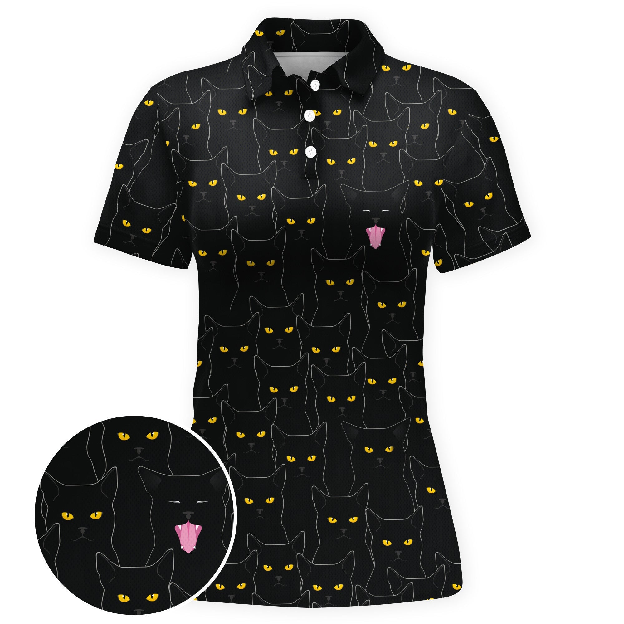 Black Cat Attitude Women Polo Shirt