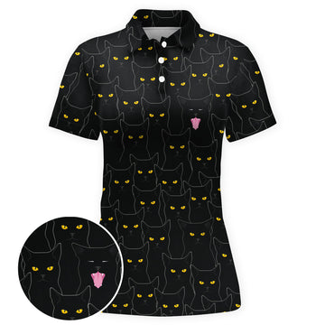 Black Cat Attitude Women Polo Shirt