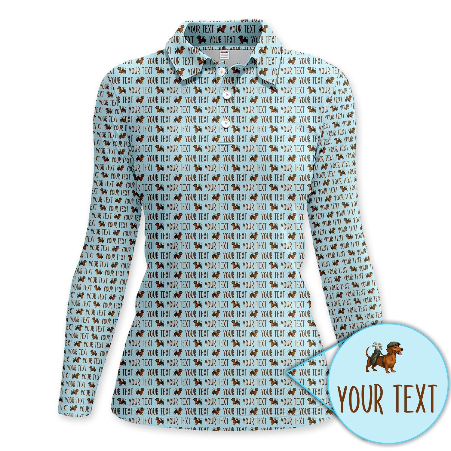 Personalized Dachshund Golf Polos, Seamless Pattern Golf Shirt For Women, Funny Golf Shirt