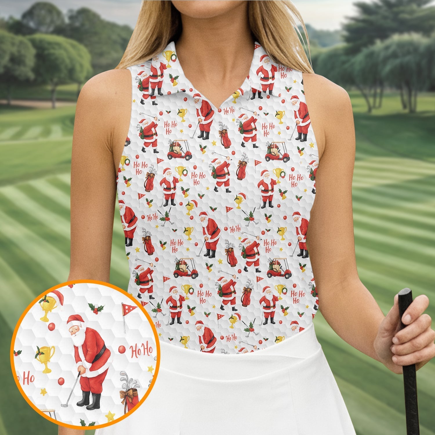 Ho Ho Ho Santa Golf Shirt For Women, Christmas Golf Shirt, Ladies Golf Shirts, Golf Gifts For Women