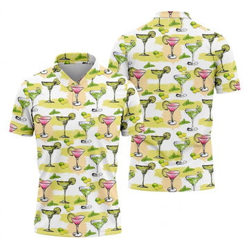 Cocktail Margarita Summer Party Men's Polo Shirt, Cinco De Mayo Celebration Fiesta Golf Shirt For Men