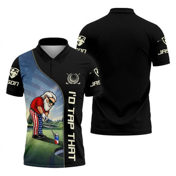 I'd Tap That Patriotic Man Golf And Beer 4th Of July Golf Shirt, 250th Anniversary Men's Funny Golf Shirts