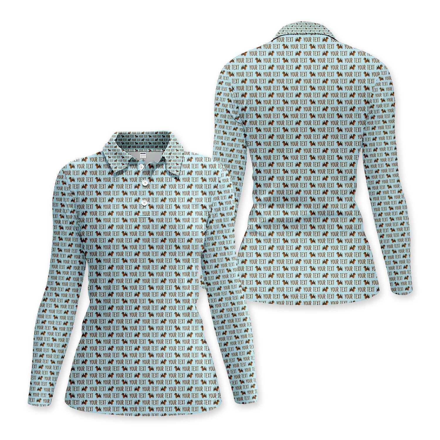 Personalized Dachshund Golf Polos, Seamless Pattern Golf Shirt For Women, Funny Golf Shirt