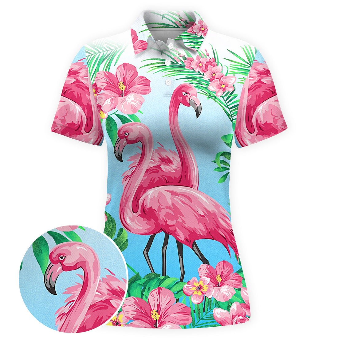 Flamingle in Paradise Women Polo Shirt