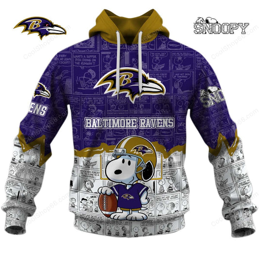 BAL Ravens Snoopy Design All Over Print Hoodie