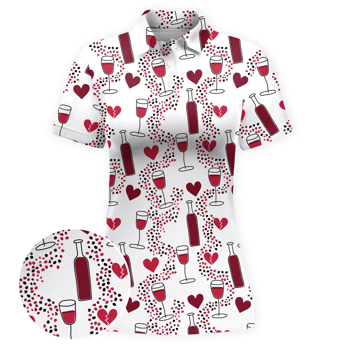Heart Wine Repeat Women Polo Shirt