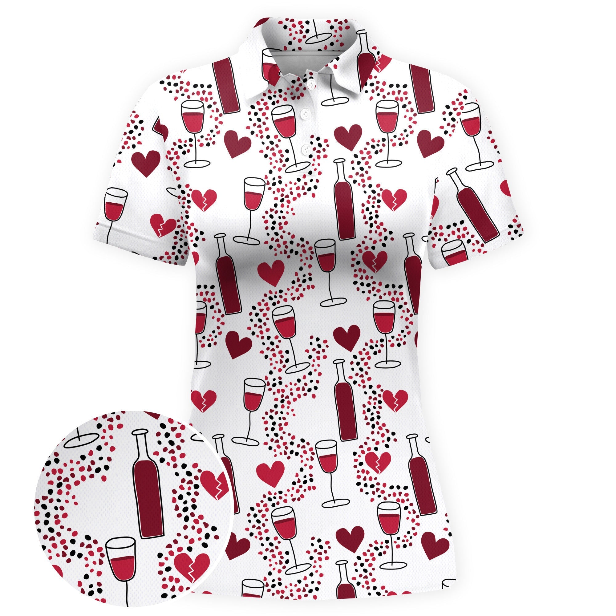 Heart Wine Repeat Women Polo Shirt