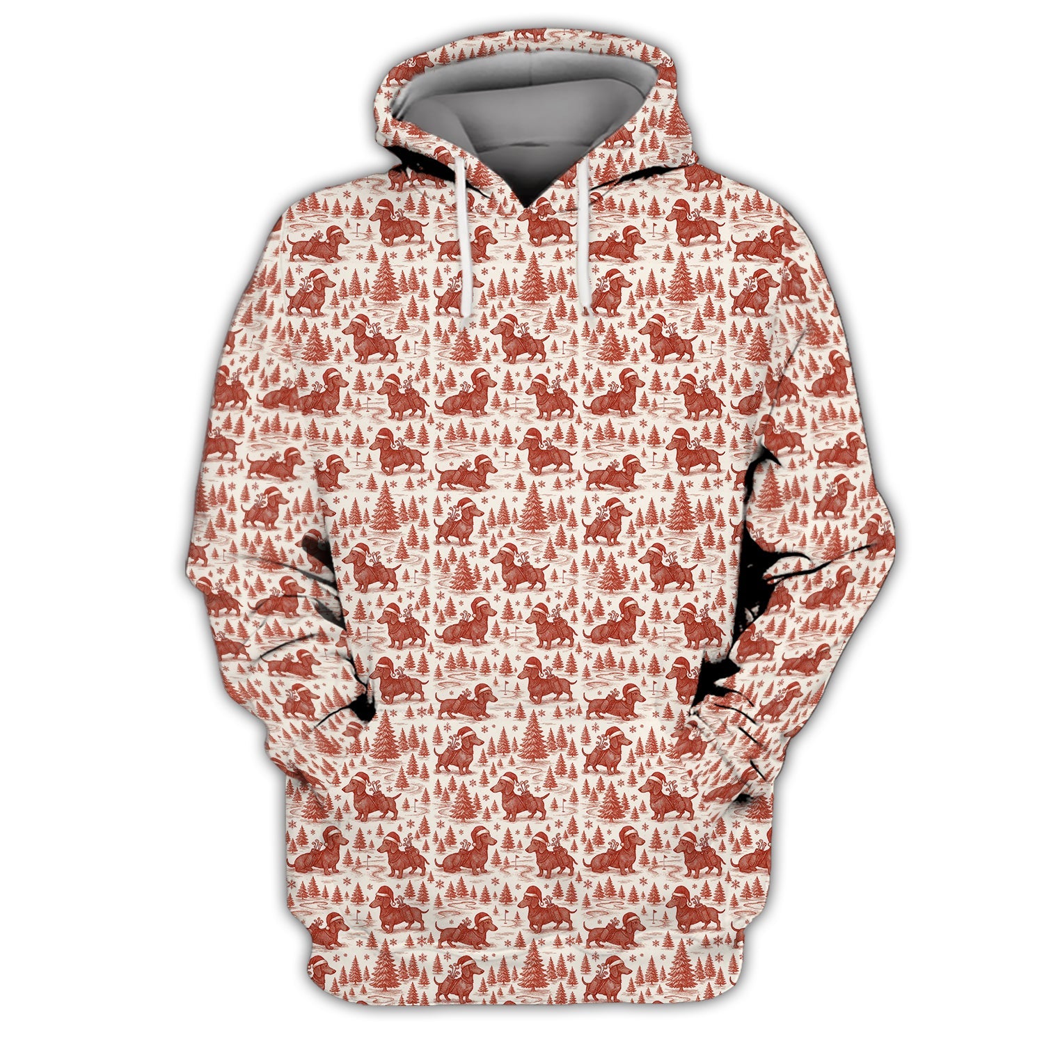 Christmas Golf Shirt, Dachshund Golf Shirt For Men, Pattern Golf Shirt, Toile De Jouy Shirt For Golfer