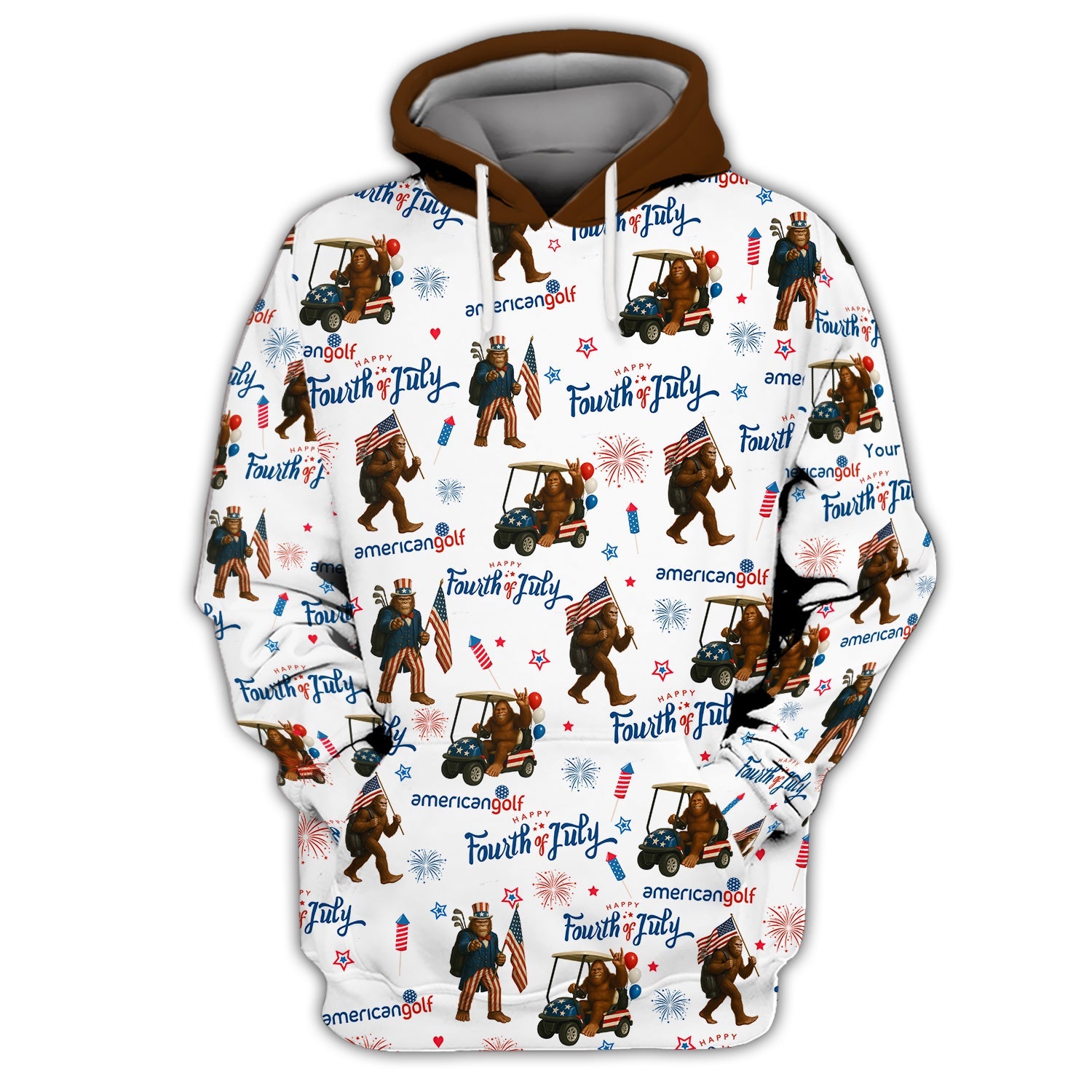 Fourth of July Golf Shirt – Bigfoot Golf Shirt with American Flag – Patriotic Golf Polo for Golfers