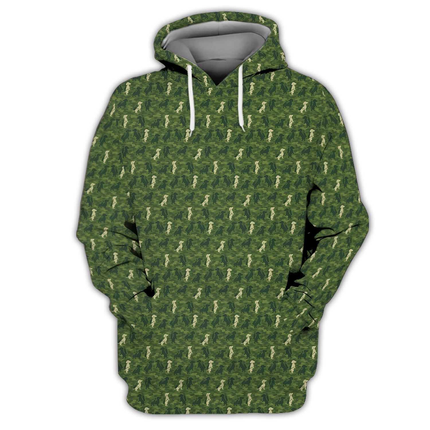 Dog Pattern Golf Shirt, Dachshund Golf Shirt For Golfer, Funny Camo Golf Shirt, Crazy Golf Shirt For Men