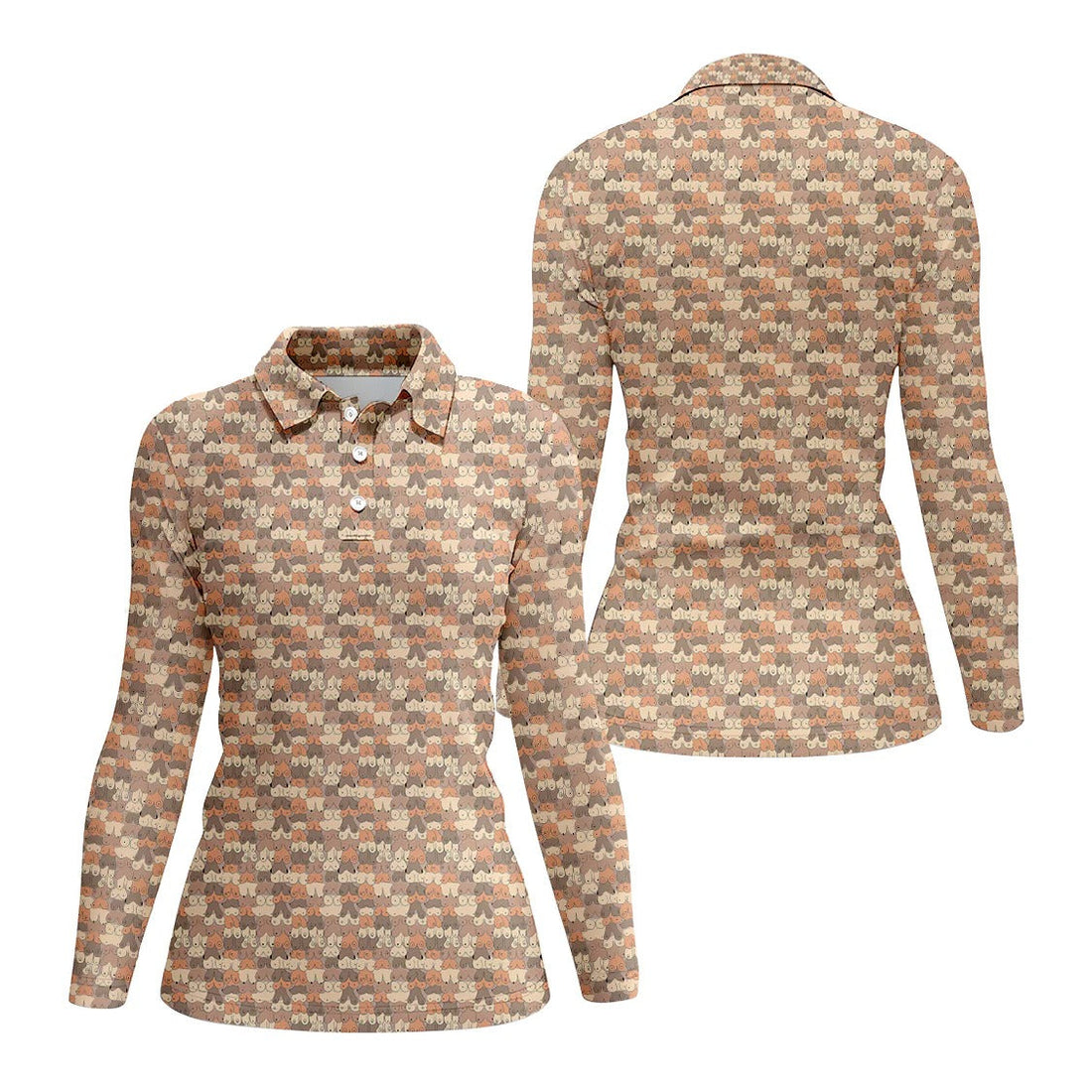 Funny Golf Pattern Golf Shirt For Women, Christmas Golf Shirt Polos, Ladies Golf Apparel