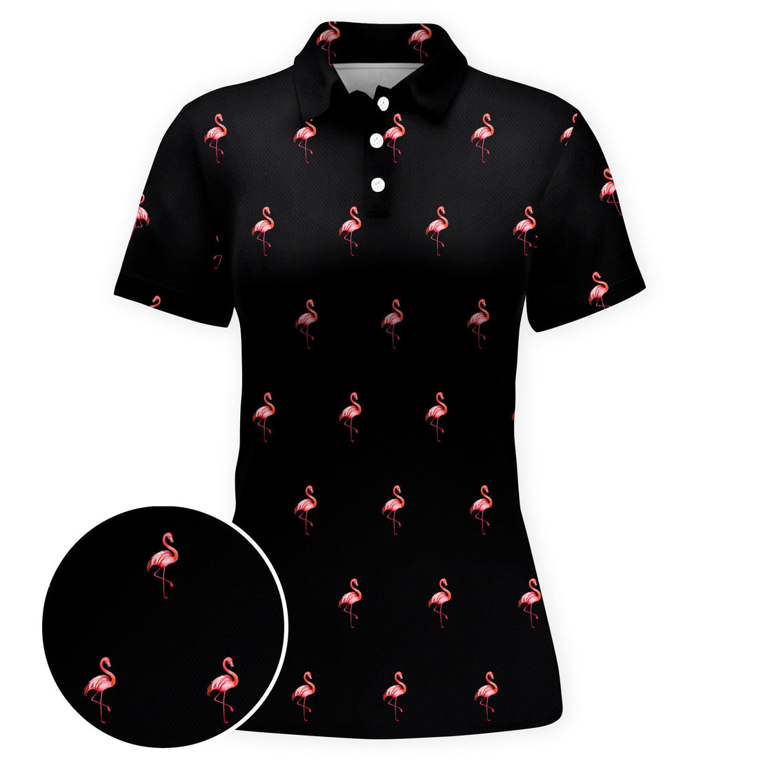 Midnight Flamingo Women Polo Shirt
