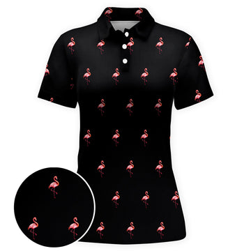 Midnight Flamingo Women Polo Shirt
