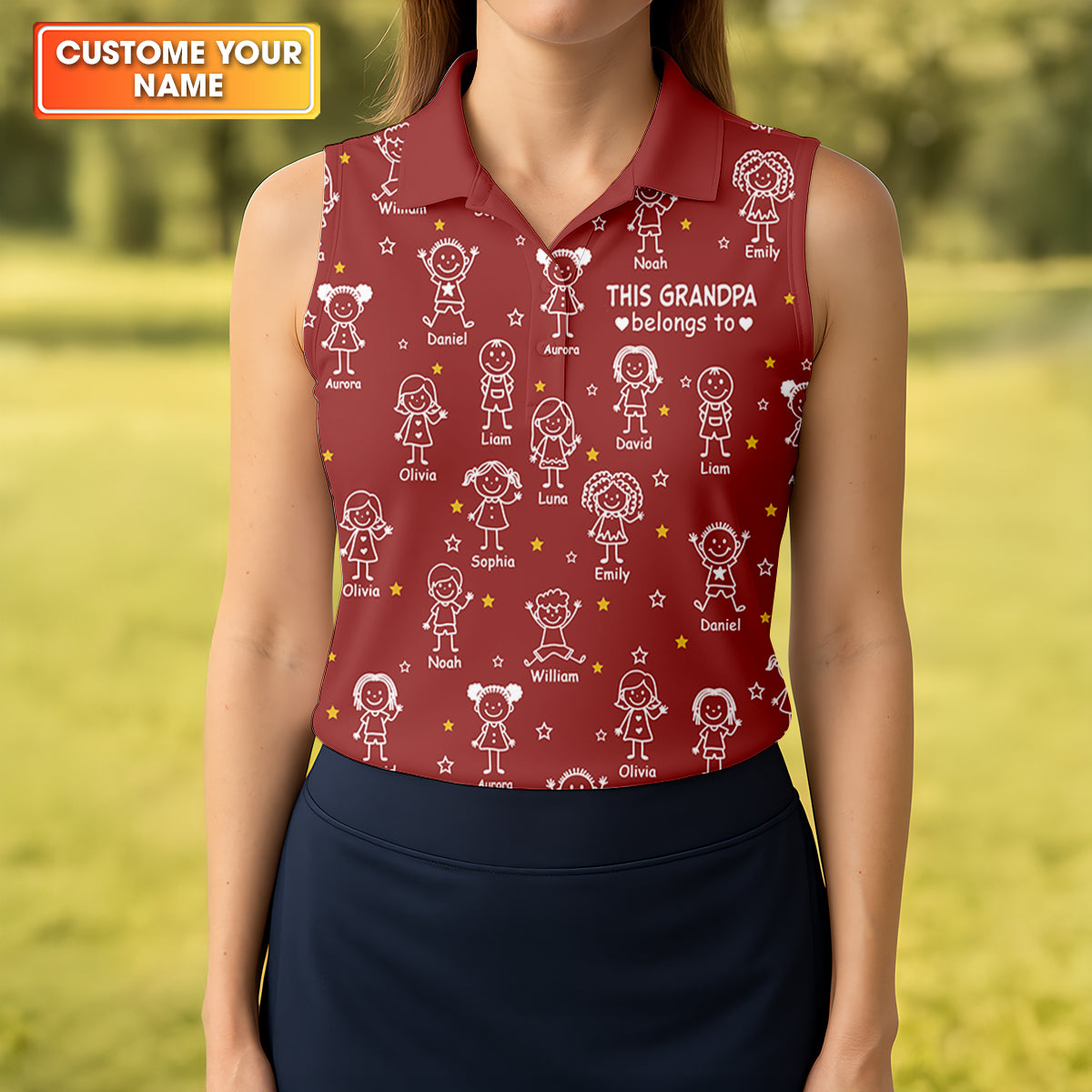 This Grandpa Dad Belongs To Kids Pet Red Golf Shirt, Ladies Golf Tops, Women Golf Top, Golfing Apparel