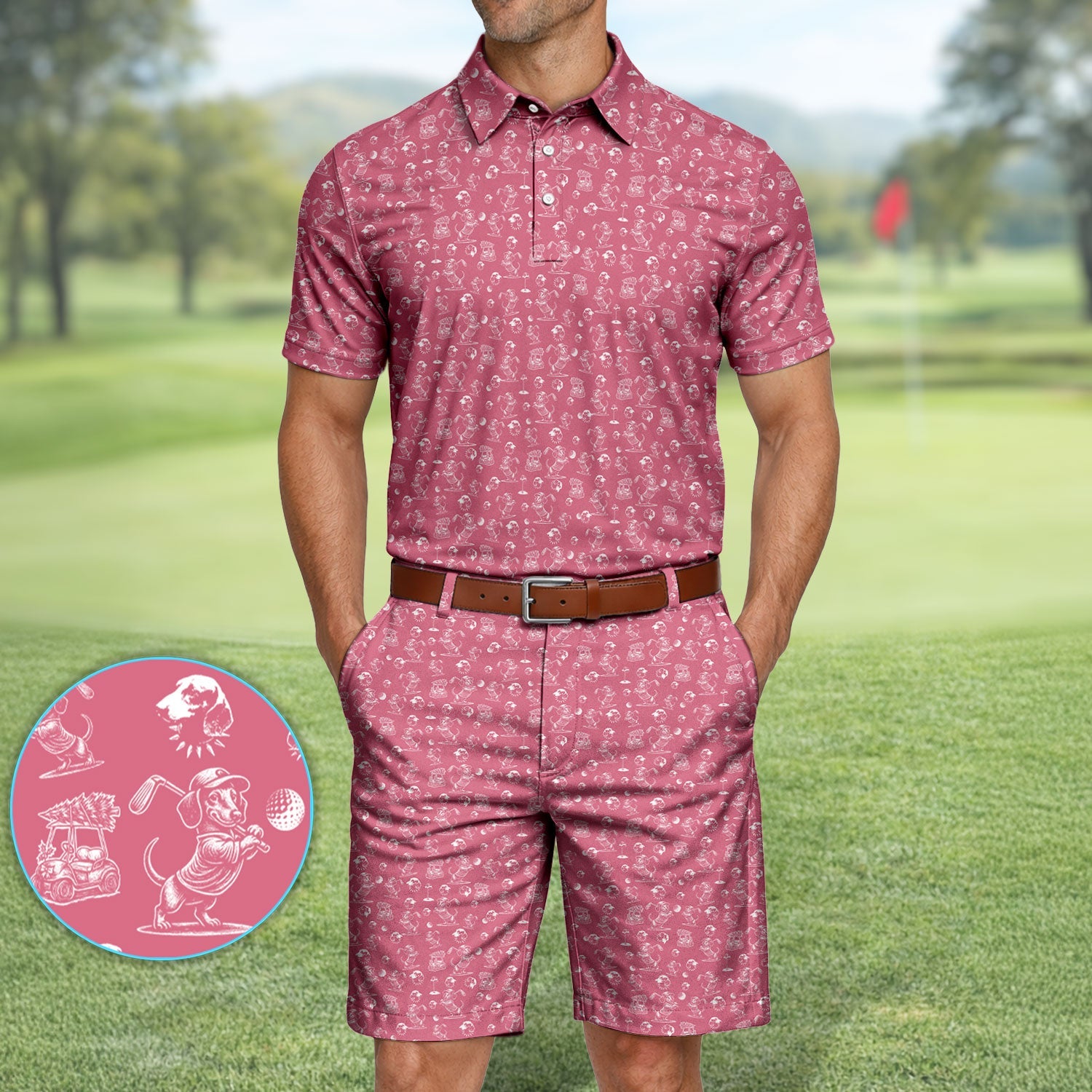 Dachshund Pattern Golf Set For Men, Funny Golf Set, Golf Gift For Golfer
