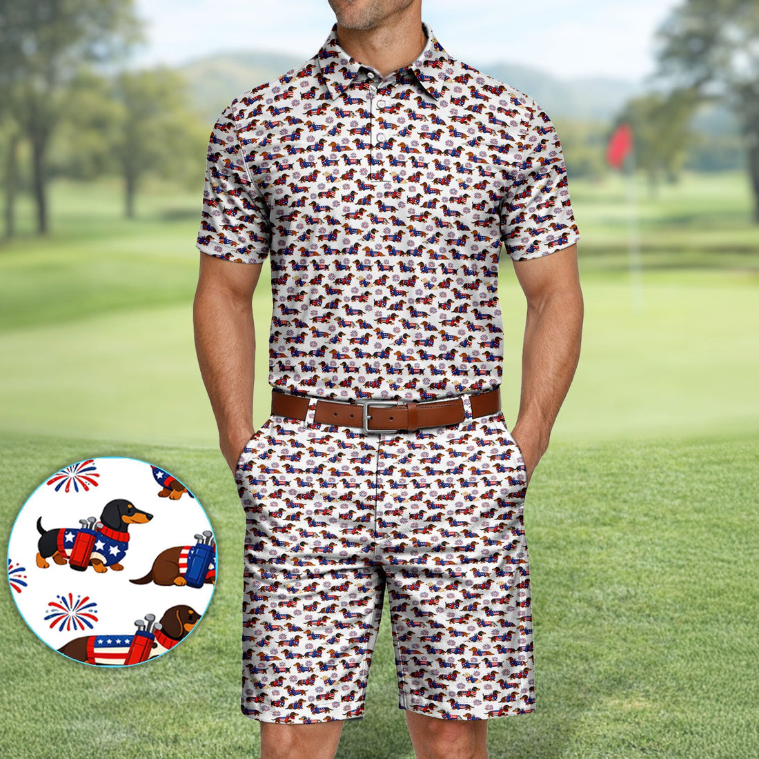 America 250 Dachshund Golf Set, Funny Patriotic Wiener Dog 250th Golf Set, Golf Gift For Men
