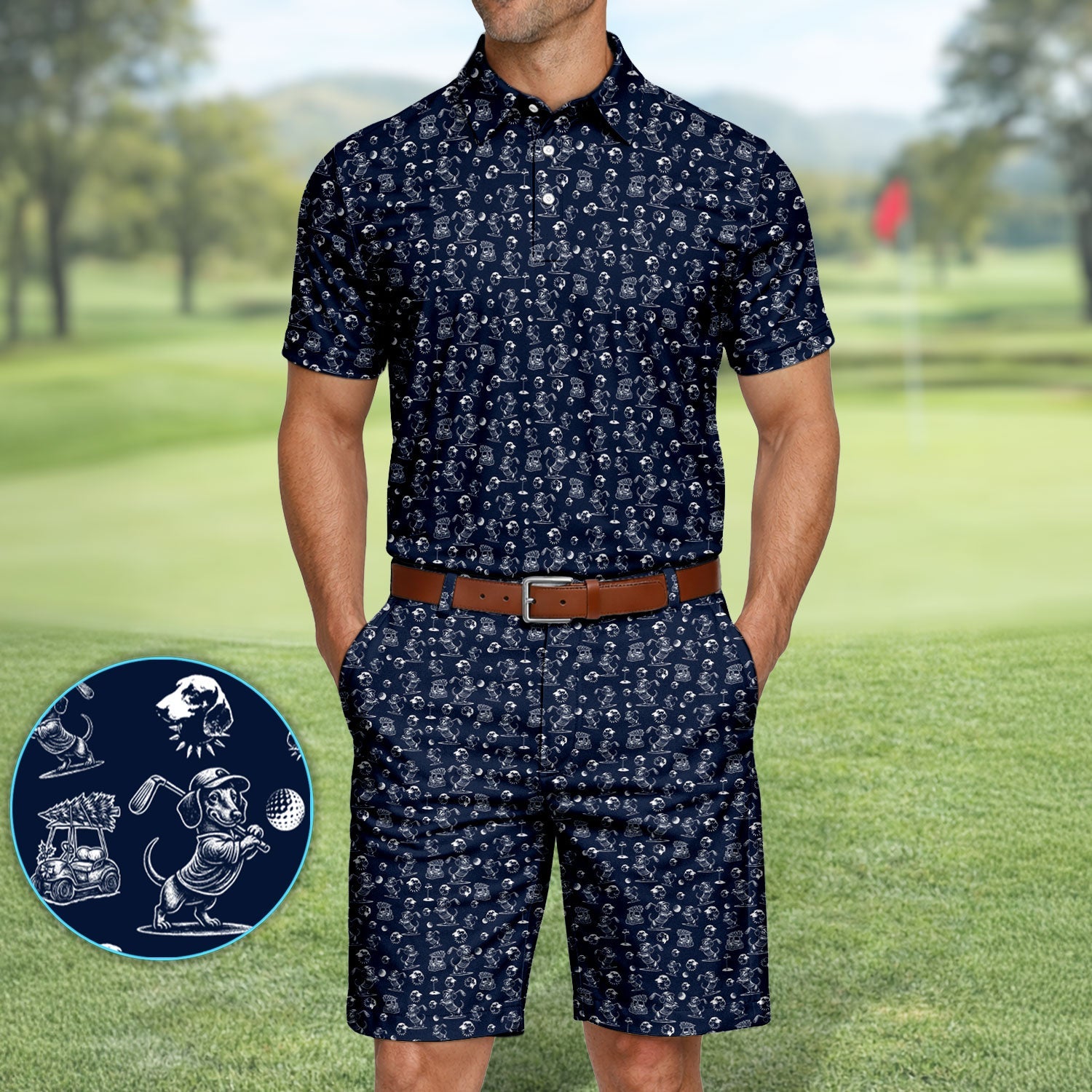Dachshund Pattern Golf Set For Men, Funny Golf Set, Golf Gift For Golfer