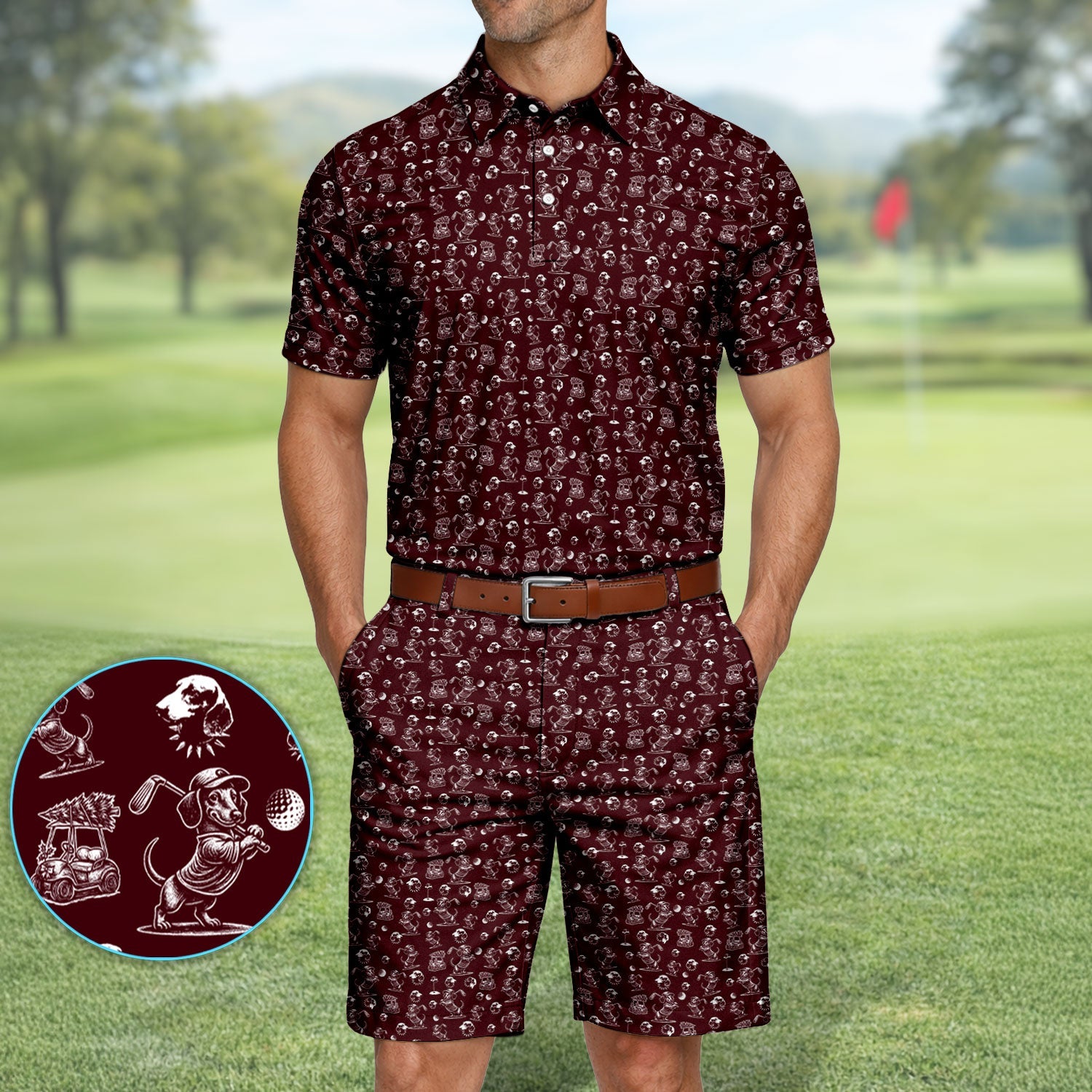 Dachshund Pattern Golf Set For Men, Funny Golf Set, Golf Gift For Golfer