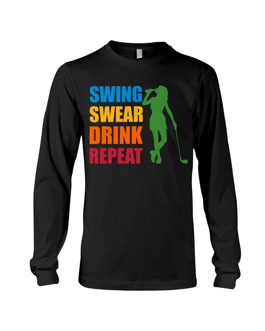 Swing Swear Drink Repeat Womens Golf Polo ShirtWomens Golf Gifts