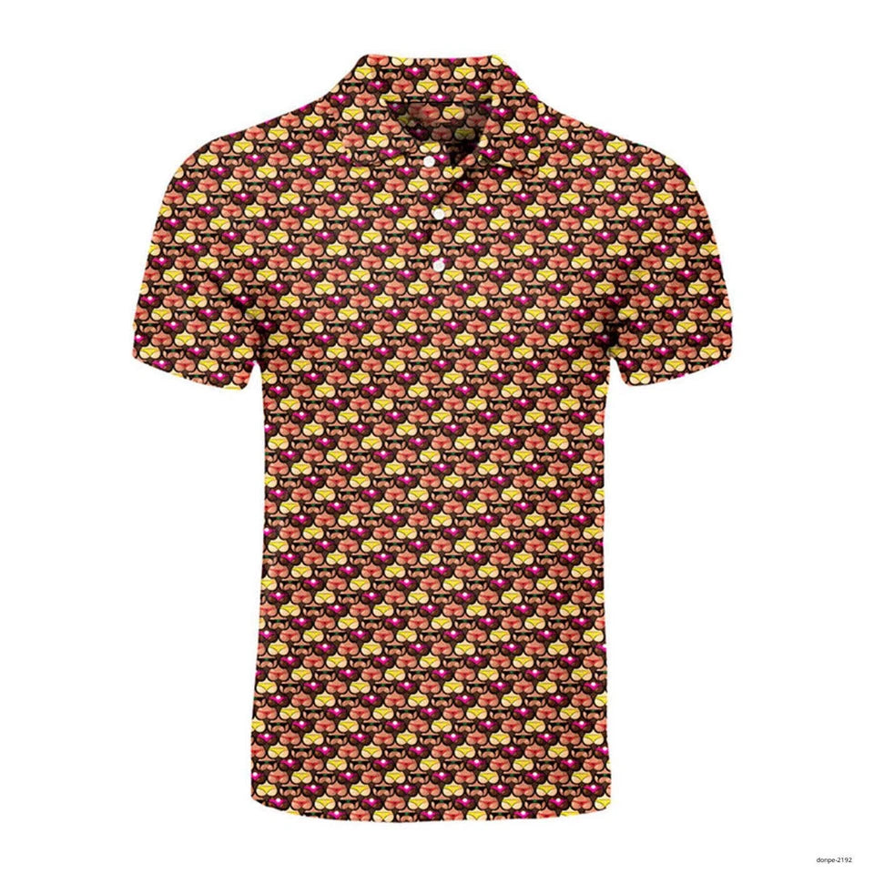 Funny Bikini Pattern Polo Shirt, Novelty Sexy Print Golf Shirt For Men, Golf Gift For Golfer
