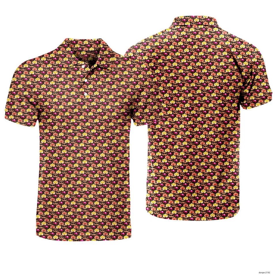 Funny Bikini Pattern Polo Shirt, Novelty Sexy Print Golf Shirt For Men, Golf Gift For Golfer