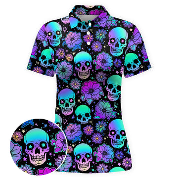 Starry Skull Trip Women Polo Shirt