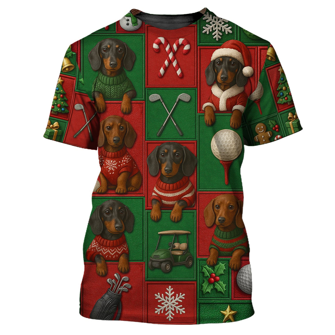 Funny Pattern Golf Shirt, Dachshund Golf Shirt For Golfer, Christmas Golf Shirt, Golf Gift For Men