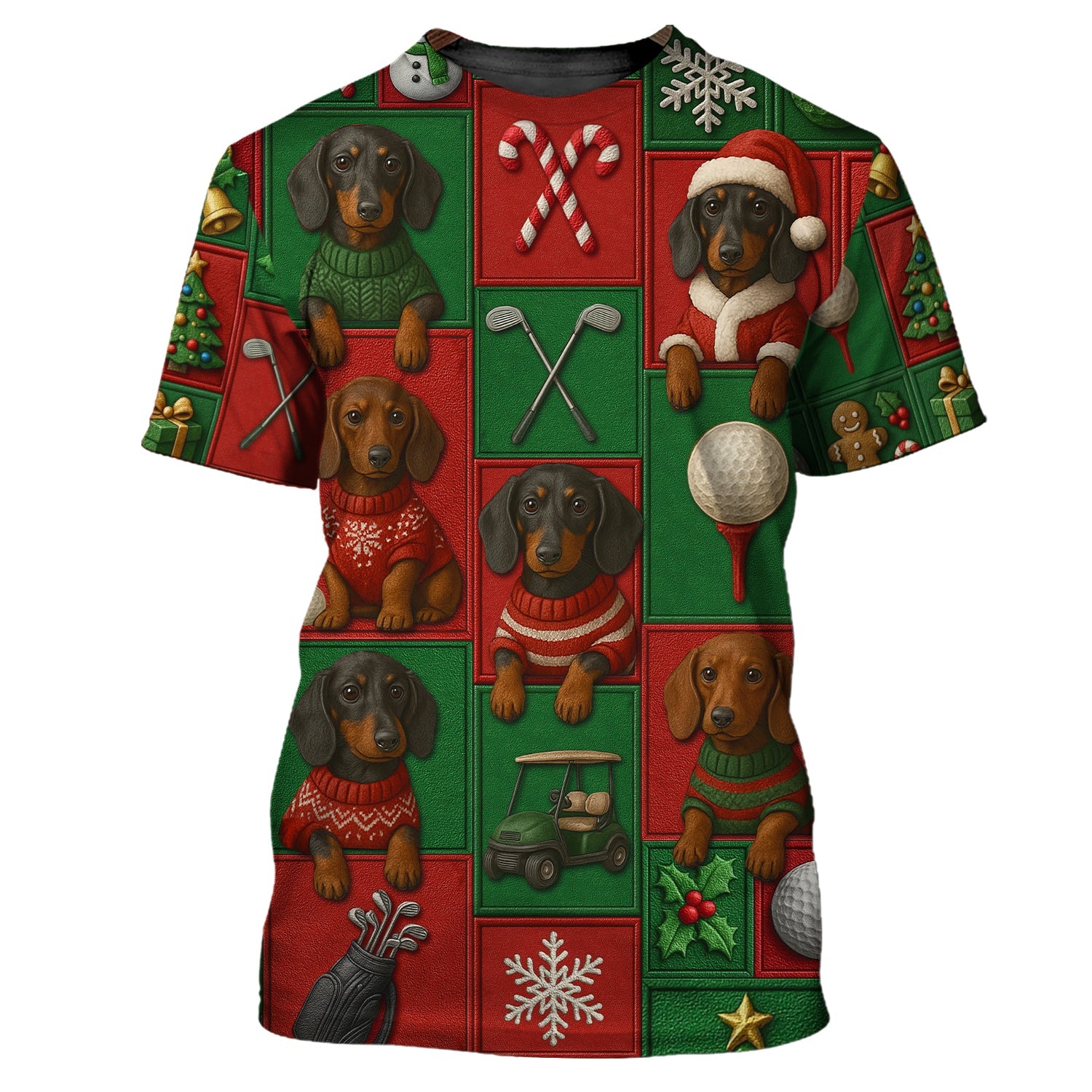 Funny Pattern Golf Shirt, Dachshund Golf Shirt For Golfer, Christmas Golf Shirt, Golf Gift For Men