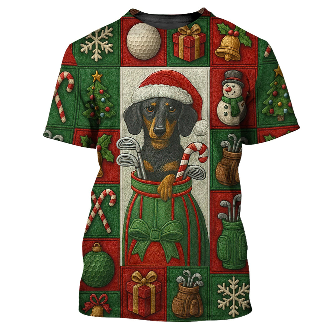 Funny Golf Shirt For Men, Dachshund Golf Shirt For Golfer, Christmas Golf Shirt For Dog Lovers